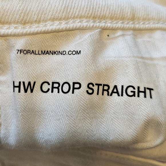 7 For All Mankind HW Crop Straight White Jeans Button Fly Size 30 - Picture 7 of 10